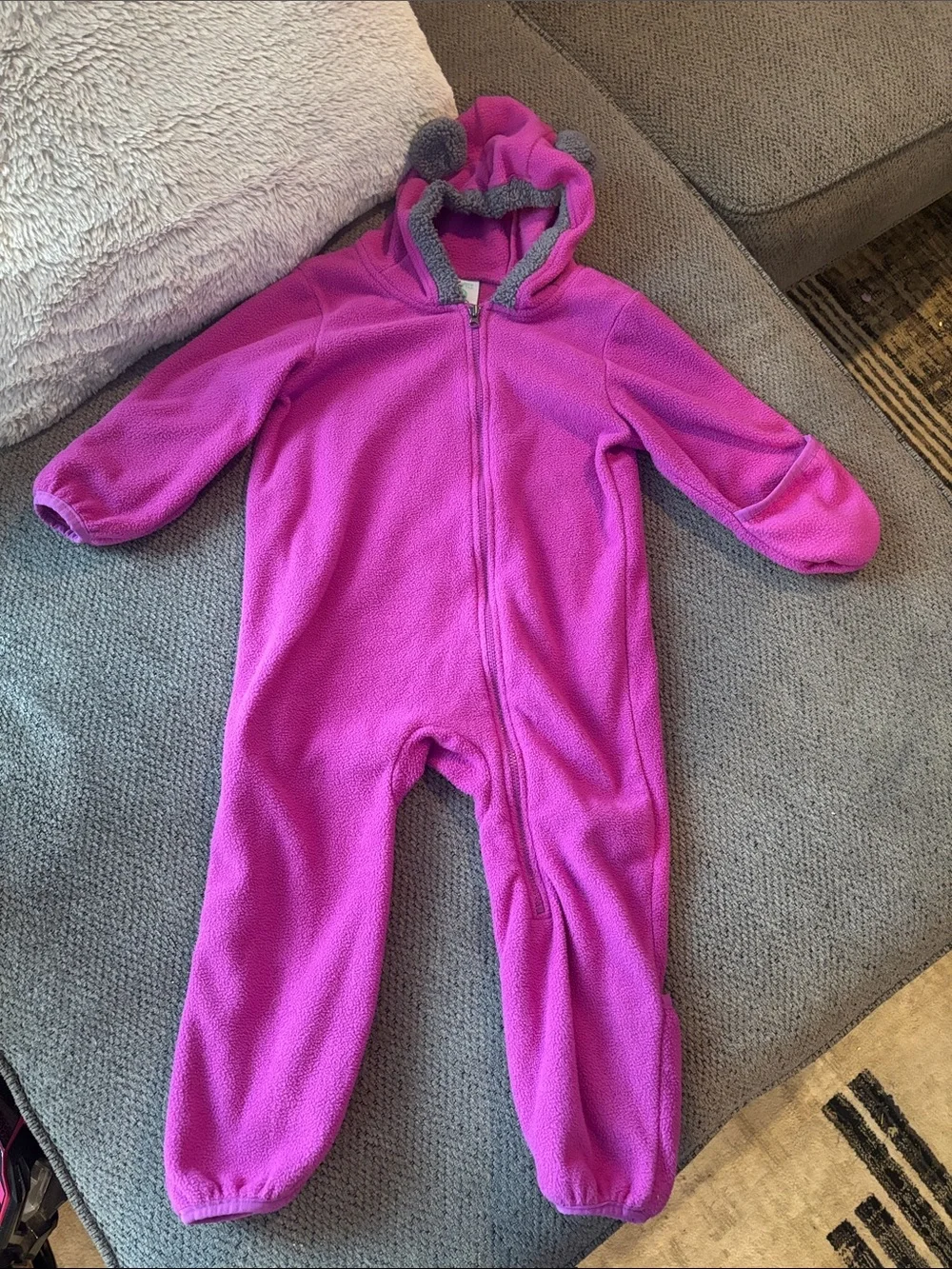 Purple Fleece One-Piece - Bear snowsuit